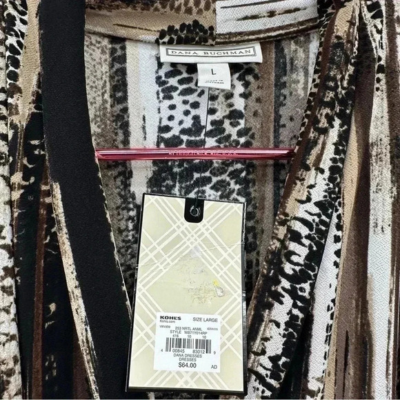 Dana Buchman Women’s Summer Dress Lg Brown Black White Sleeveless Unlined NWT - Picture 4 of 11